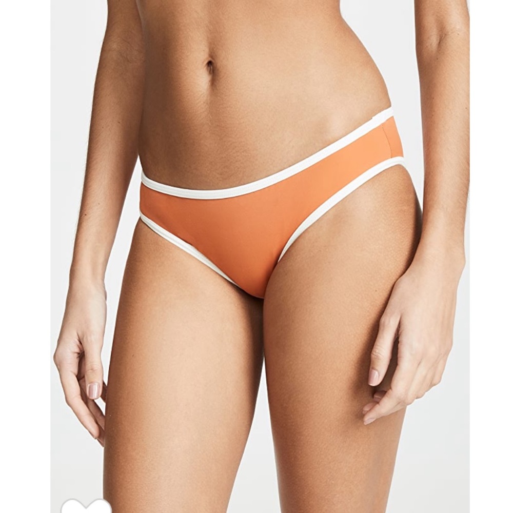SOLID & STRIPED Orange Bikini Bottom with White Trim